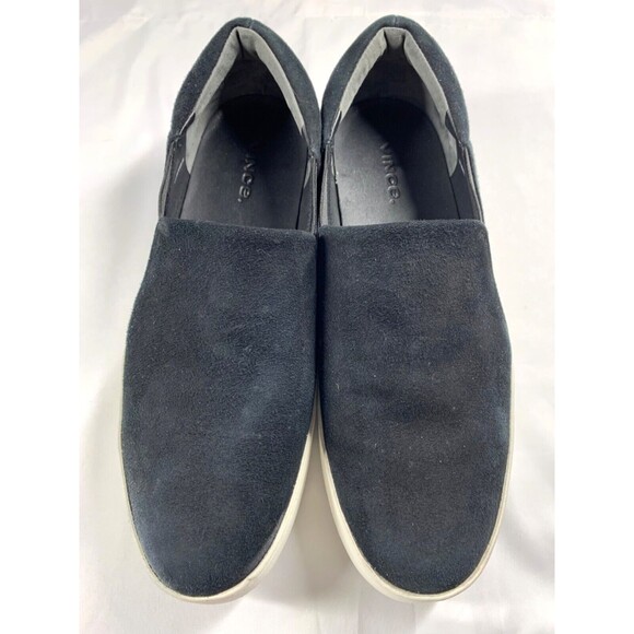 Vince Warren Platform Sneakers Womens 8 EU 38 Black Sueded Stretch Slip On - Picture 3 of 9